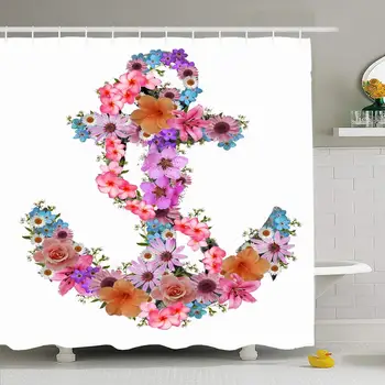 

Shower Curtain Set with Hooks 60x72 Printed Floral Awesome Anchor for Print Trend Design Shirt Beauty Prints Fashion Stylish