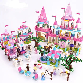 

Princess/Prince Series Enchanted Castle Palace Models Building Blocks Royal Carriage Model Compatible Girl Toys Gifts