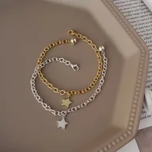 Настоящее серебро 925 пробы, браслеты для женщин,, звезда, цепочка, золотистый браслет для женщин, 925, серебряные ювелирные изделия, pulsera plata de ley 925