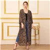SHEIN Плюс Размер Многоцветный Сплит Сторона шифон Леопардовый принт кимоно для женщин лето осень длинный рукав Повседневная Длинная кимоно