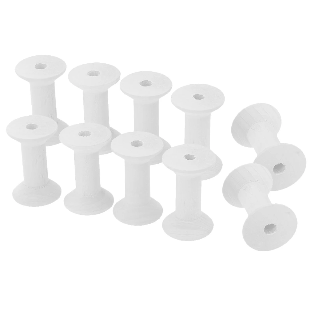 30Pcs Vintage Empty Wooden Sewing Bobbins Empty Thread Spools DIY Tools Sewing Accessories - 47x31mm