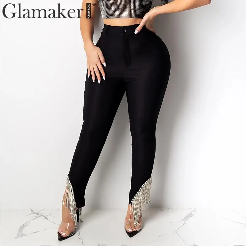 Glamaker/женские брюки с кисточками в стиле пэчворк уличная мода элегантные вечерние
