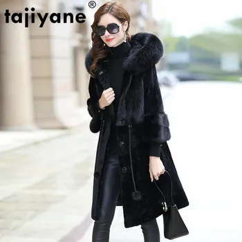 

Natural Real Fur Coat Female Mink Fur Collar 100% Wool Jacket Winter Coat Women Clothes 2019 Vintage Double-faced Tops ZT4080