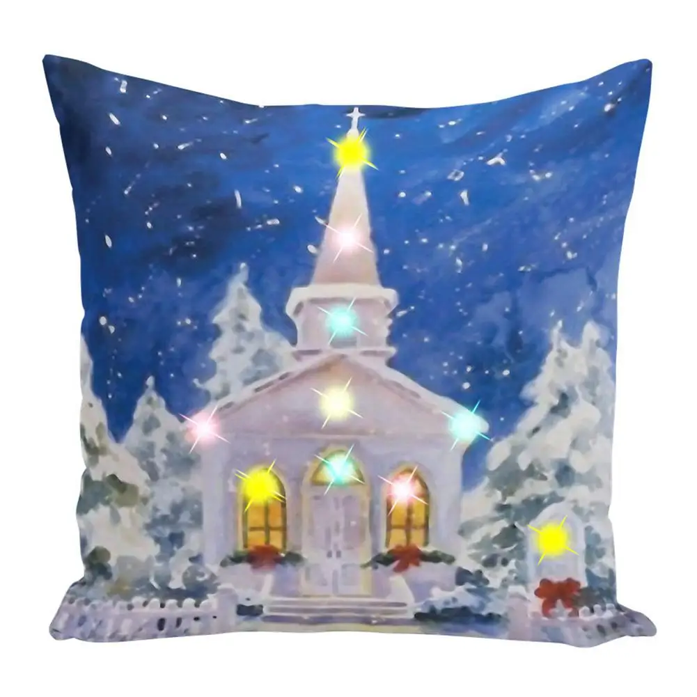 F Merry Christmas Чехлы для подушек светодиодные простые счастливые новогодние наволочки снежные винтажные Чехлы для подушек наволочки - Цвет: F