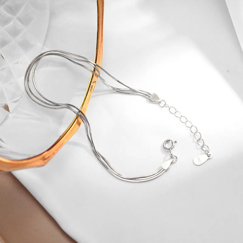 925 Sterling Silver 3 Layer Line Snake Bone Bracelets Korea Mori Style Temperament Bracelets for Women Trendy Girls Jewelry Gift