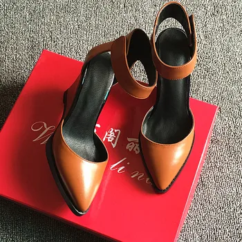 

2020 Summer Women's Shoes new European and American Fashion Leather Wedge Sandals Women's Super High Heels Pointed Sandals