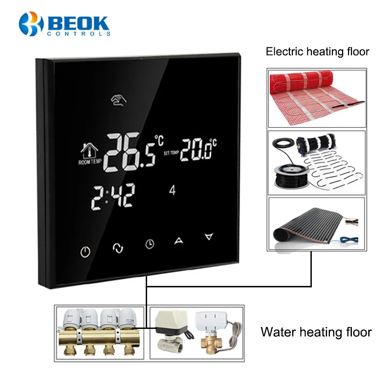 Beok Smart Thermostat Controller for Water/Electric floor Heating Room Thermostat Weekly Programmable