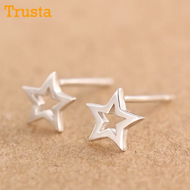 Trusta новые женские 925 пробы серебряные ювелирные изделия крошечные серьги в форме звезды подарок девочкам детям DS68
