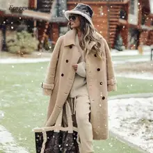 Aliexpress - Fur Coat Women Winter Coat with Belt Lapel Collar 2021 New Leather Coat Woolen Jacket Outwear
