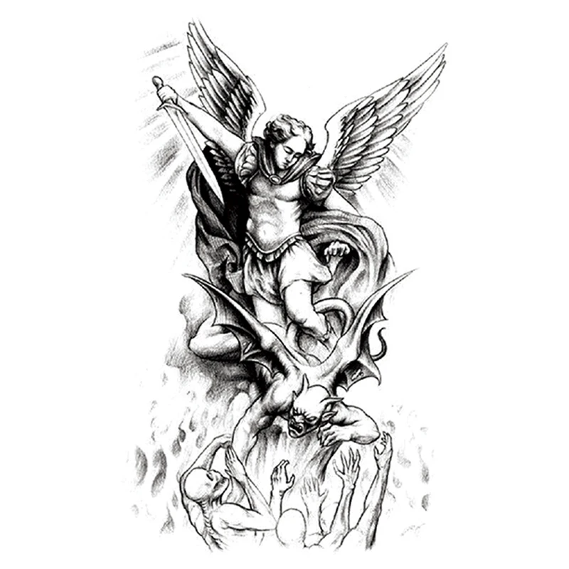 Водонепроницаемый женский временный татуировщик Angel Demon на большую руку