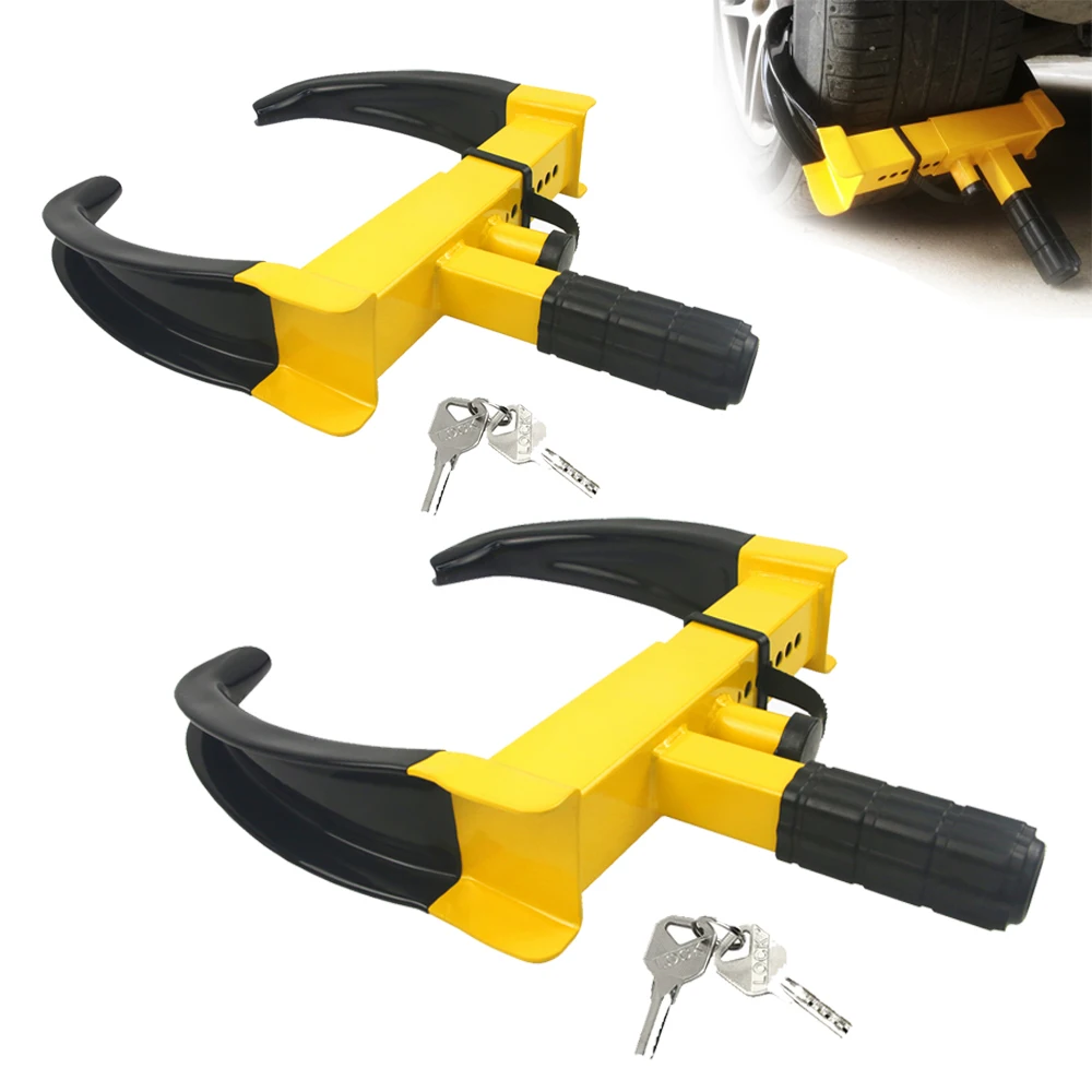 

2 Pcs/Set Wheel Clamp Lock Security Tire Lock Anti Theft Lock Max 10 inch Tire Width and 7" Reach for Trailers SUV Boats ATV