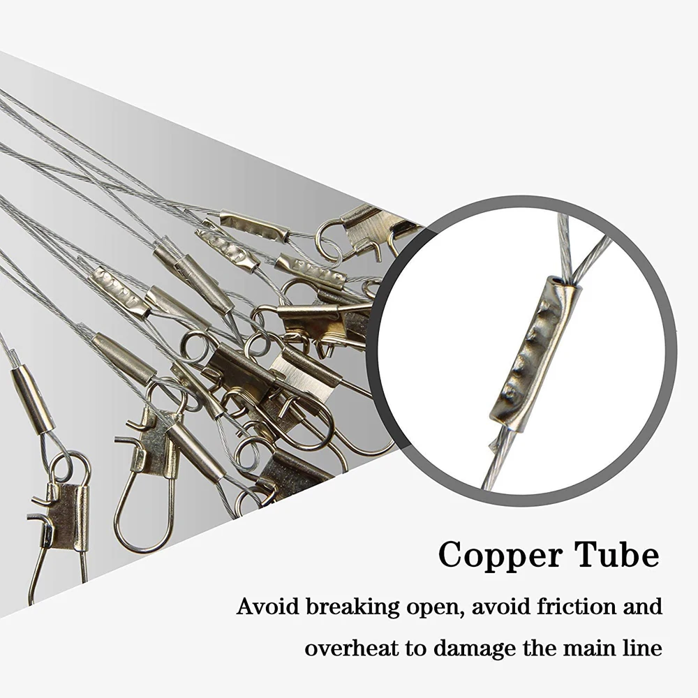 Stainless Steel Fishing Wire Leader Rigs Trace With Swivel Snaps Beads Arms Fishing Rigs Tackle Accessories 24Pcs/Bag