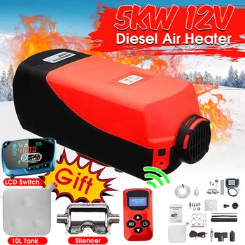 

12V 5000W LCD Monitor Air diesels Fuel Heater Single Hole 5KW For Boats Bus Car Heater With Remote Control and Silencer For free