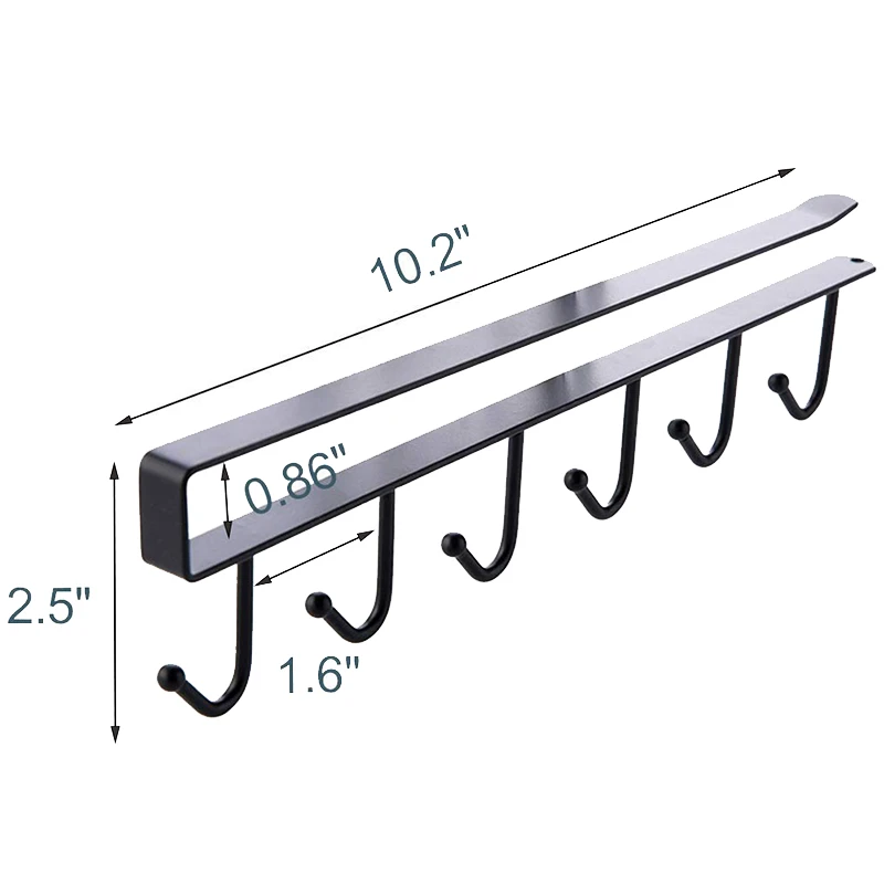 Многофункциональный держатель для кружки 3 шт. х 6 крючков под шкафом, вешалка для кофейной чашки для кухни, шкафа и любой толщины 0,8 дюйма или L