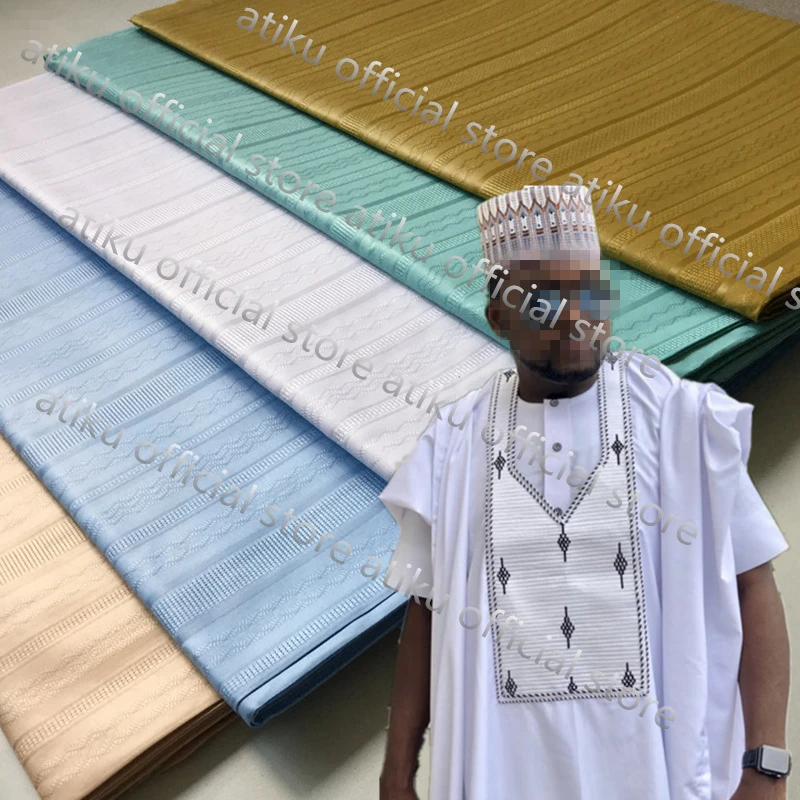 African Atiku Lace Fabric Cotton White Color Atiku material For Men