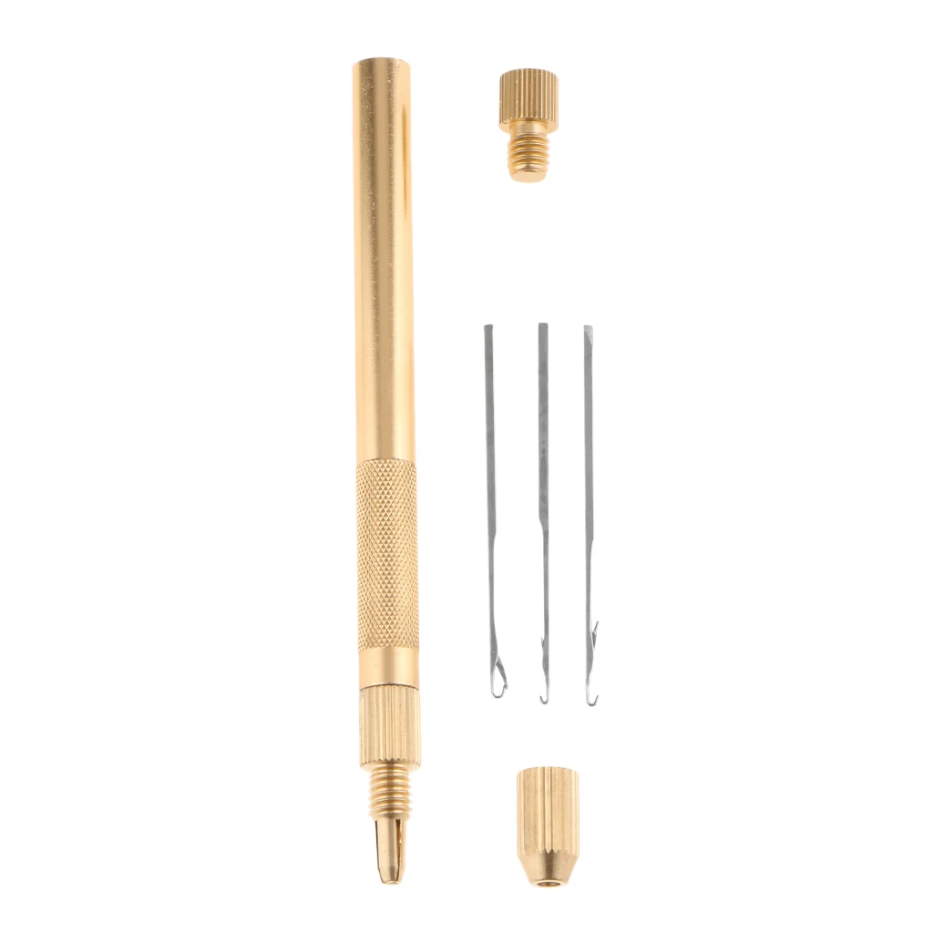 Durable 1 soporte y 3 agujas de aluminio ganchillo titular aguja gancho para cabello trenzado Peluca de encaje