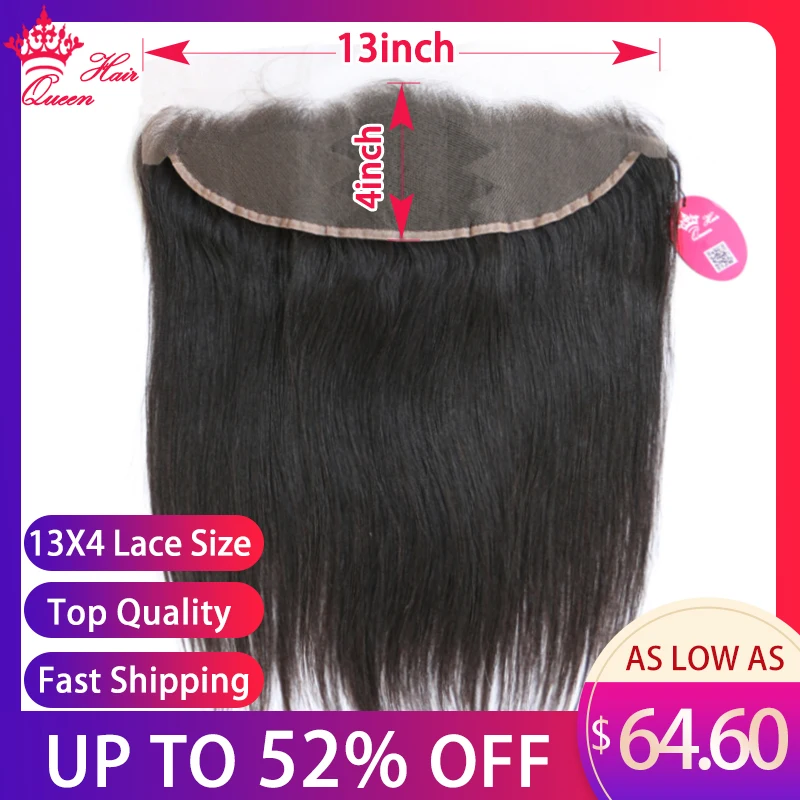 Queen Hair Ear to Ear 13x4 Lace Frontal Closure 08 - 20inch Straight Brazilian Human Hair Frontal Pre Plucked 4x4 Lace Closure
