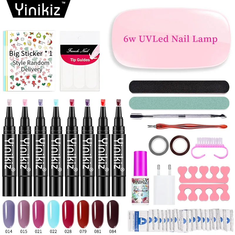 S8405 Yinikiz 3 в 1 гель для ногтей one step для ногтей ручка комплект маникюрные инструменты для ногтей комплект Портативный лампа на гвозде, Ультрафиолетовый светодиодный лаковый клей ручка комплект - Цвет: S8405