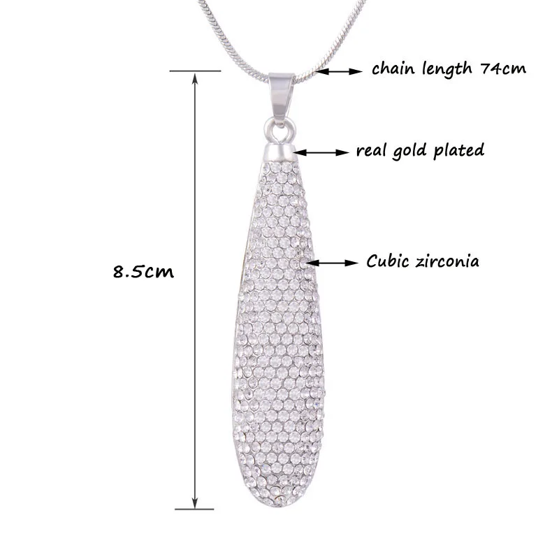 SINLEERY ослепительное ожерелье с подвеской-каплей черный пистолет серебряный цвет полный кубический цирконий длинное ожерелье для женщин ювелирные изделия MY317 SSH