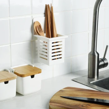 

Kitchen Drain Chopsticks Cage Wall Mounted Partition Cage Tableware Spoon Knife Rack Cutlery Drainer Fork Knife Shelf Holder