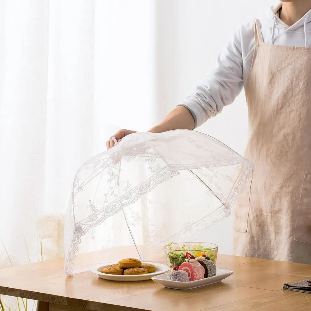 Белый зонтик стиль контейнеры пищевые анти мухи комары Крышка для еды кружевная скатерть для стола дома с использованием еды Кухонные гаджеты