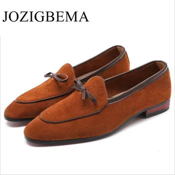

Luxury Brand Men Shoes England Trend Leisure Leather Shoes Breathable For Male Footwear Loafers Men Bow Flats Big Size 37-48