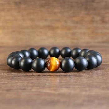 

Natural Matte Obsidian Tiger Eye Beads Bracelet Men Health Protection Balance Bracelets for Women Fashion Healing Soul Jewelry