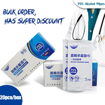 

Health Care Disinfection 75% Alcohol Swabs Pads Antiseptic Cleanser Cleaning Sterilization Disposable Alcohol Wipes 20pcs/box