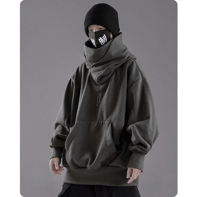 Acheter Sweat à Capuche Polaire épais Pour Homme, Sweat-shirt à Col Roulé, Coupe-vent, Hip Hop, Vêtements Décontractés, Automne Hiver