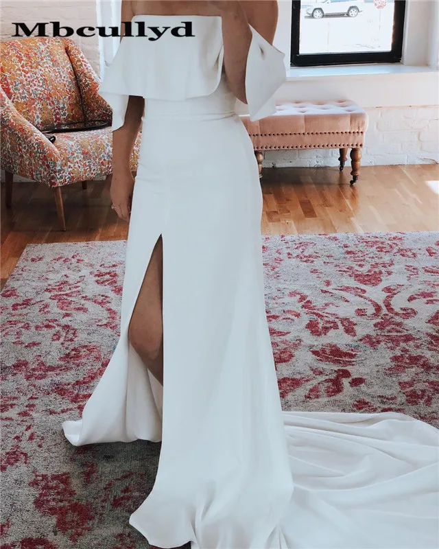 Свадебное платье-Русалка Mbcullyd элегантное атласное длинное платье с разрезом