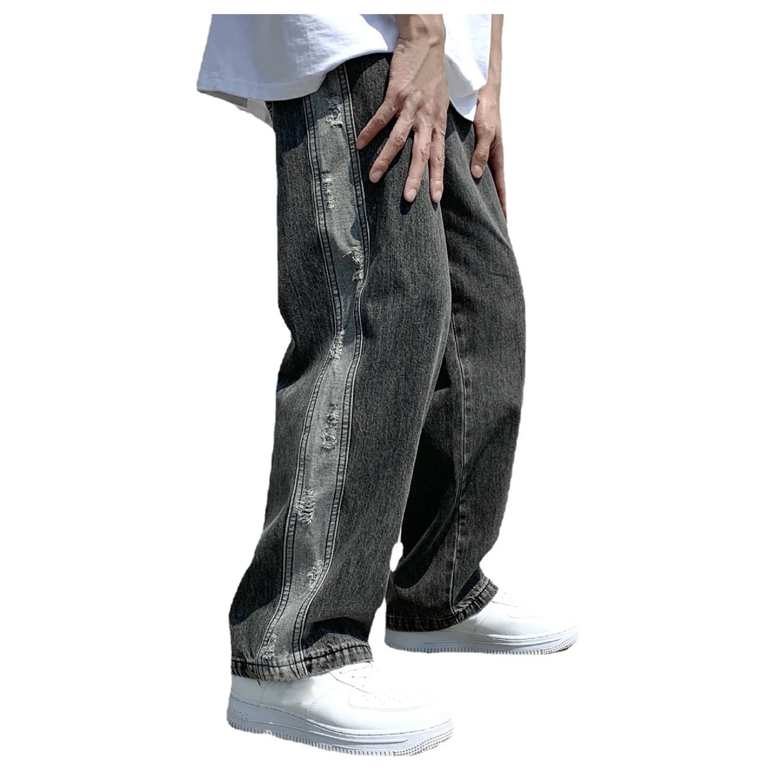 New Brand Men's Fashion Casual Daily Loose Plus-Size Loose Jeans Street Wide Leg Trousers Comfortable Pants джинсы для мужчин 1