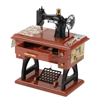 

Sewing Machine Music Box Mini Vintage Creative Retro Sewing Clockwork Music Box Gift Table Home Decoration//