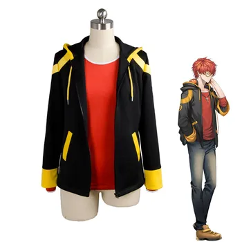 

Anime mystic messenger cosplay costume 707 saeyoung luciel choi outfit halloween Party makeup costumes hooded coat T shirt