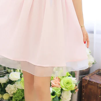 

2019 Japanese style Snow White's sweet retro dress with hollow flower buds bandage chiffon dresses