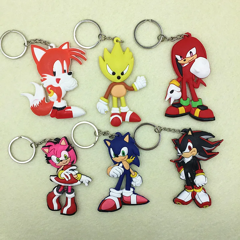 

Anime 9cm Sonic The Hedgehog PVC Part & Accessories Pendant Ornament Decoration Sonic Bag Chain Pendants Key Chain Key Ring Toys
