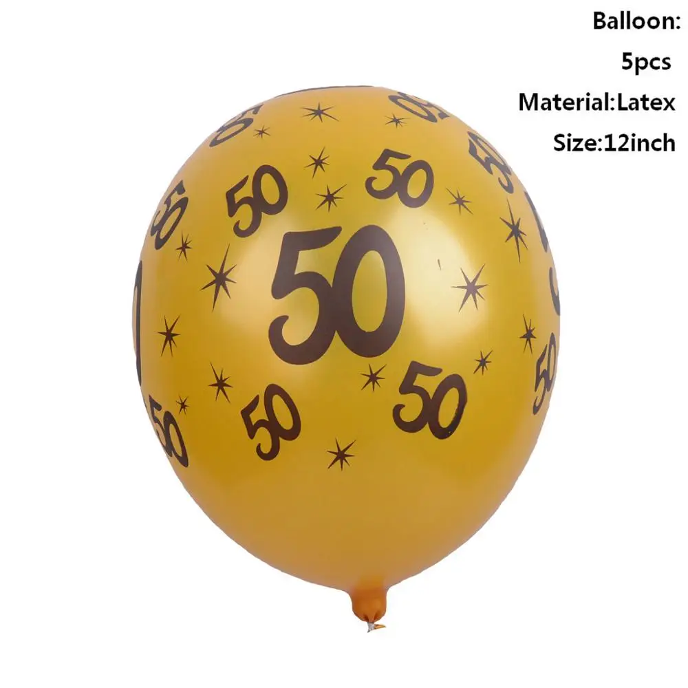 Taoup Gold 50th Birthday Party Tableware Cups Plates Towels Table Cover Happy 50 Birthday Party Decors Adult Parents Grandparent - Цвет: 50th Yellow Balloons