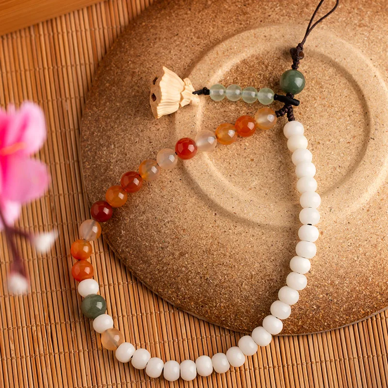 

Creative Anti-Lost Rope Bodhi Pendant Chinese Style Morgan Agate Mobile Phone Rope Wrist Short Lanyard Female Mobile Phone Chain