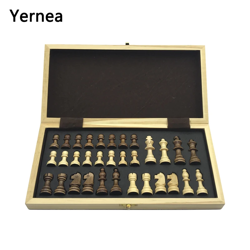 New Magnetic Chess Wooden Wooden Checker Board Solid Wood Pieces Folding Chess Board High-end Puzzle Game Yernea