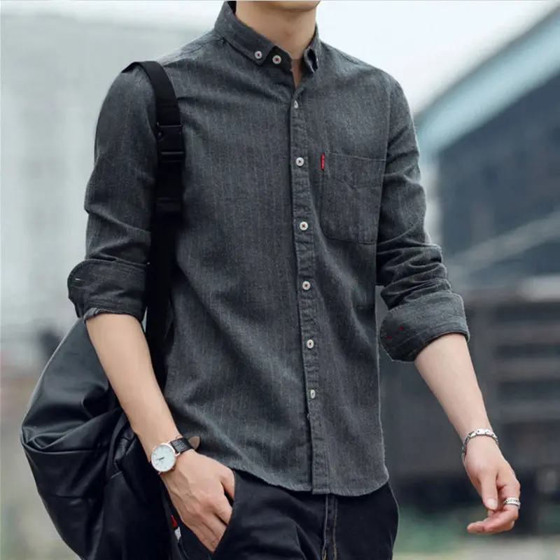 

Shirt men's long sleeve new Korean edition Slim Young Men's shirt stripes fall casual fashion jacket