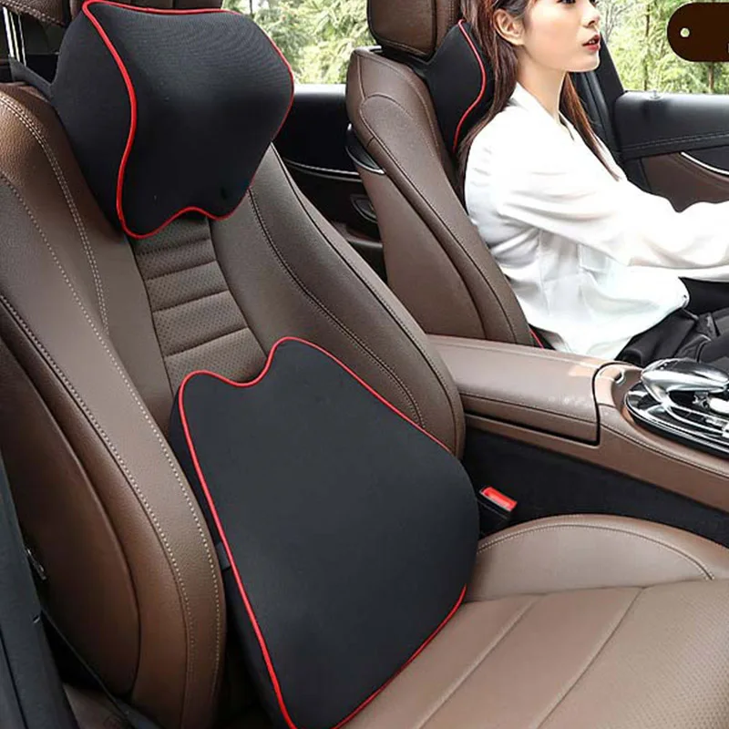 China Black Car Back Rest With Lumbar Support Mesh Cushion Pad