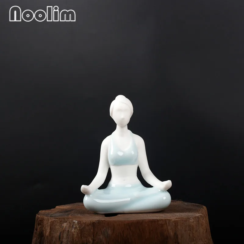 Creative Ceramic Abstract Ballet Dancing Yoga Girl Small Ornaments Simple Modern Living Room Yoga Lady Statue Crafts Home Decor