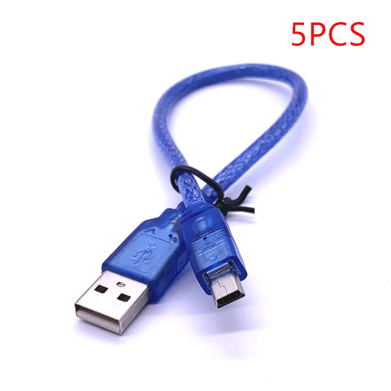 5 шт. 30 см USB 2,0 A штекер для мини-usb B 5pin Мужской Шнур адаптер конвертер кабель питания зарядное устройство для камеры Arduino