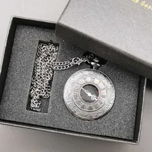 Винтажный кварцевый Шарм черный Римский номер стимпанк карманные часы ожерелье кулон с подарочной коробкой для мужчин и женщин