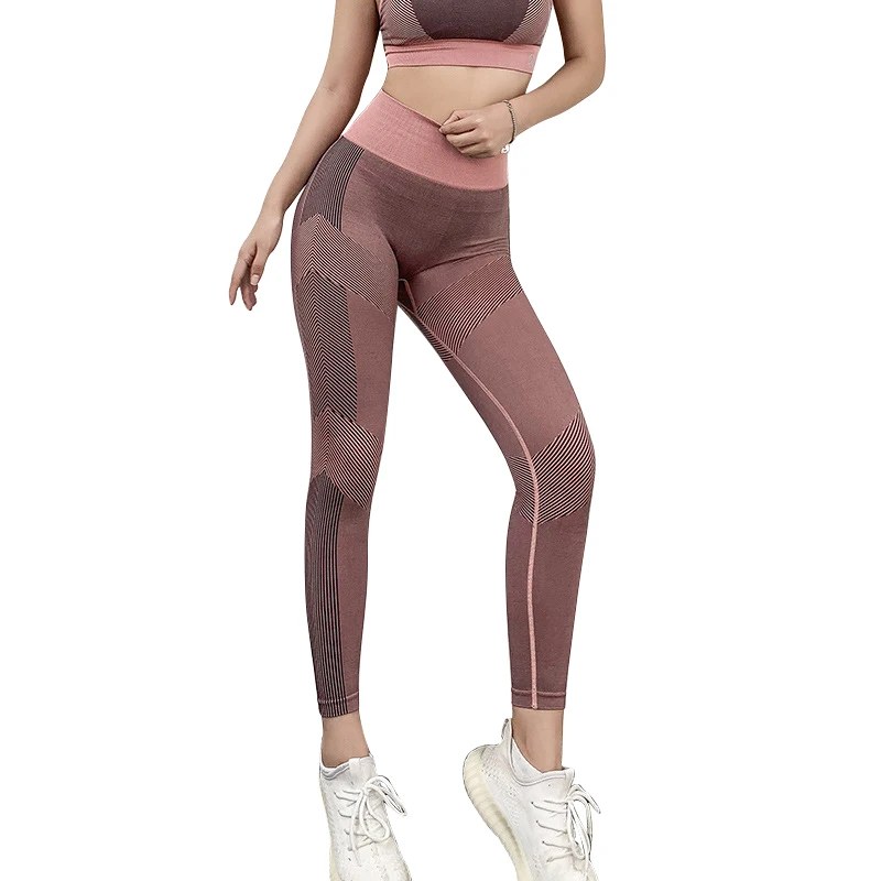 CHRLEISURE Energy бесшовные леггинсы для фитнеса Feminina штаны для йоги Женская Спортивная одежда с высокой талией для женщин для спортзала быстросохнущая с полосками