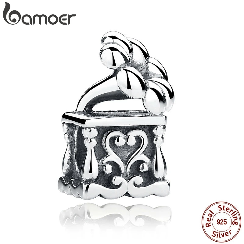 BAMOER абсолютно настоящий 925 пробы Серебряный музыкальный фонограф талисманы подходят браслеты amp браслеты обручение ювелирные изделия SCC001