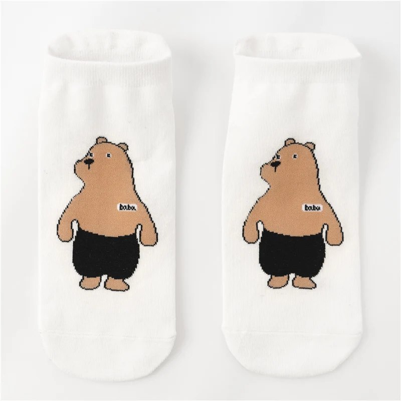 1 Beige Bear Носки в стиле Харадзюку с забавными рисунками животных Летние Носки с рисунком граффити, Кита, медведя, голубя, пингвина оригинальные носки унисекс - Цвет: 1 Beige Bear