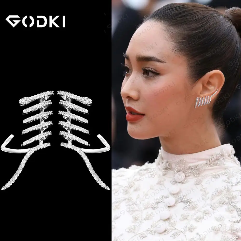 GODK известный бренд змея гусеничный серьги гвоздики для женщин аксессуары Полный кубический циркон Серьги pendientes mujer moda