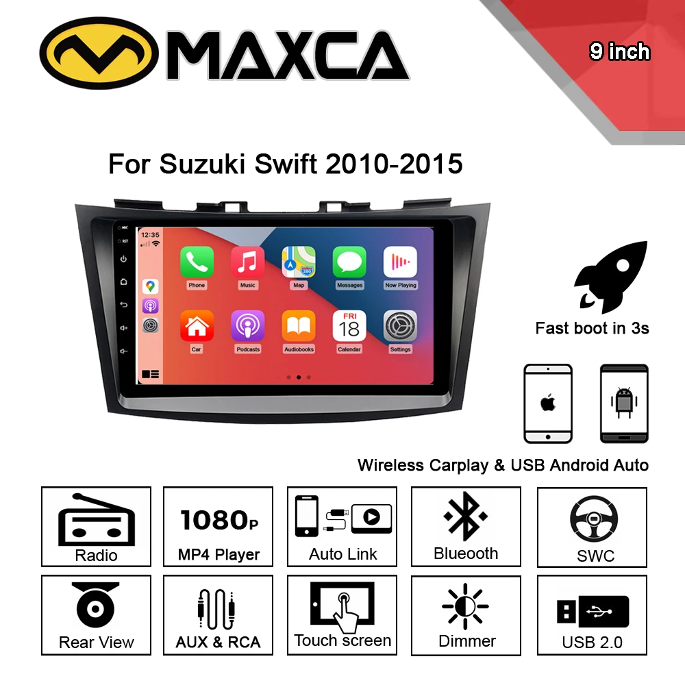 Maxca 9 Inch Wireless Carplay Android Auto Radio For 10 Suzuki Swift Multimedia Video Player Car Radios Aliexpress