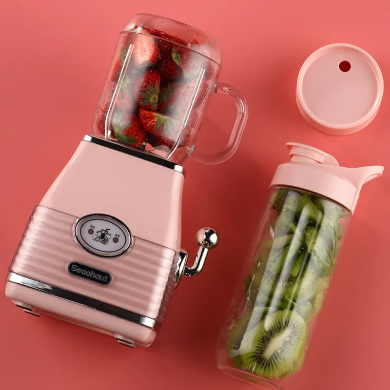 220V 300w 500ml+600ml Electric Portable orange Juicer Double cup blender kitchen appliances Food grade material 13x27cm