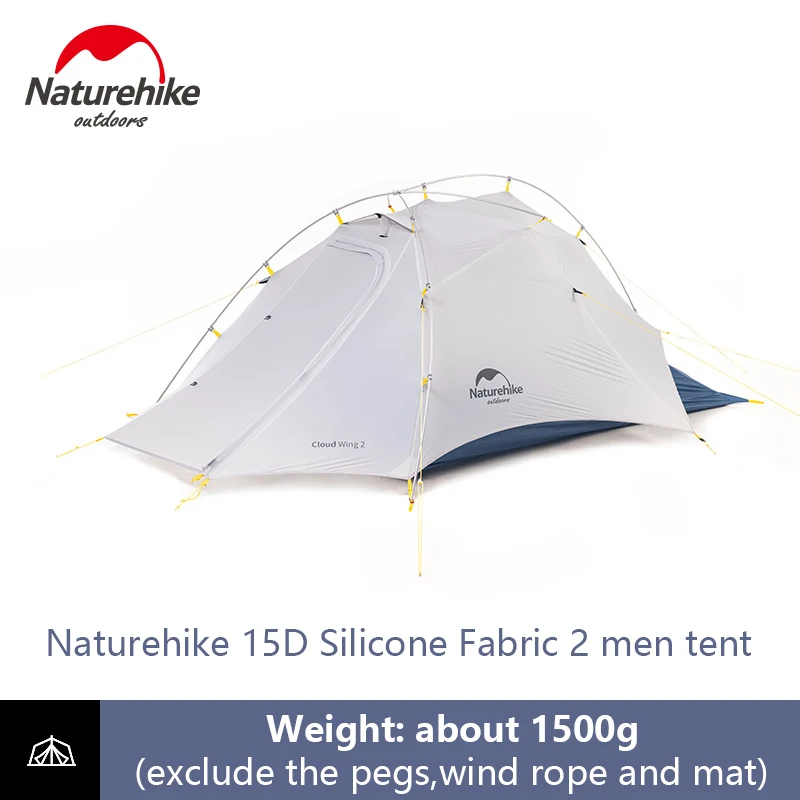Белый Naturehike 2 человека Кемпинг 15D двухслойный Водонепроницаемый купол палатка Сверхлегкий непромокаемый солнцезащитный крем 4 сезона Открытый Портативный тент - Цвет: Белый